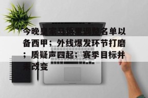 九游游戏中心-关于今晚皇家马德里调整名单以备西甲；外线爆发环节打磨；质疑声四起；赛季目标并未改变的信息